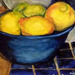 Lemons in Blue Bowl